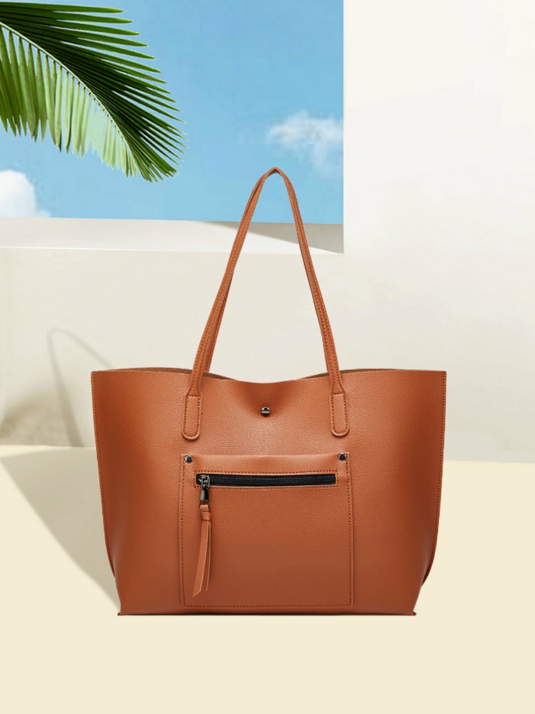 Сумка  Shopper Classic Pocket, фактура гладкая, коричневый