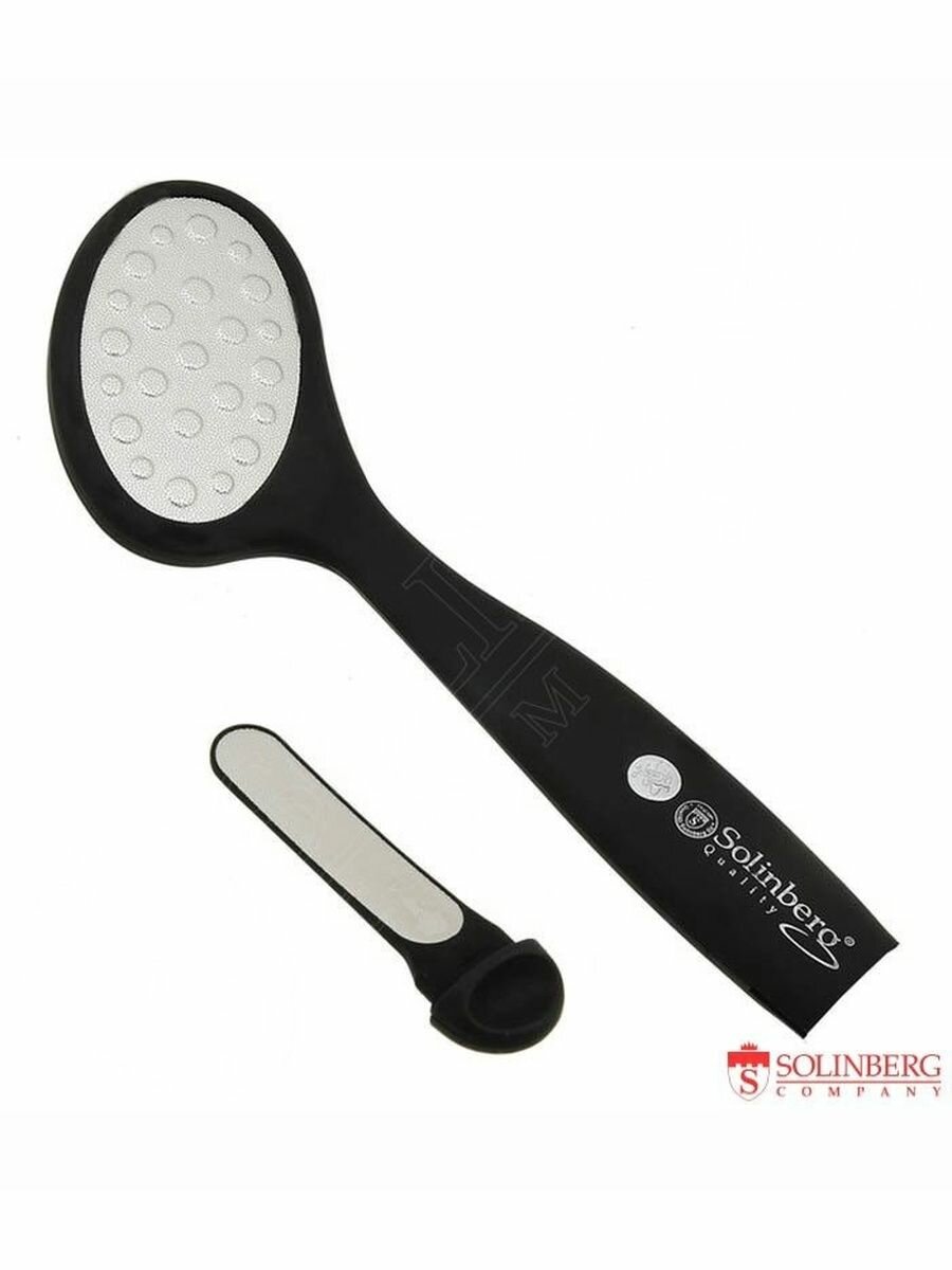 Терка для ног Solinberg GD-1023Ds лазерная двухсторонняя с пилкой в ручке.
