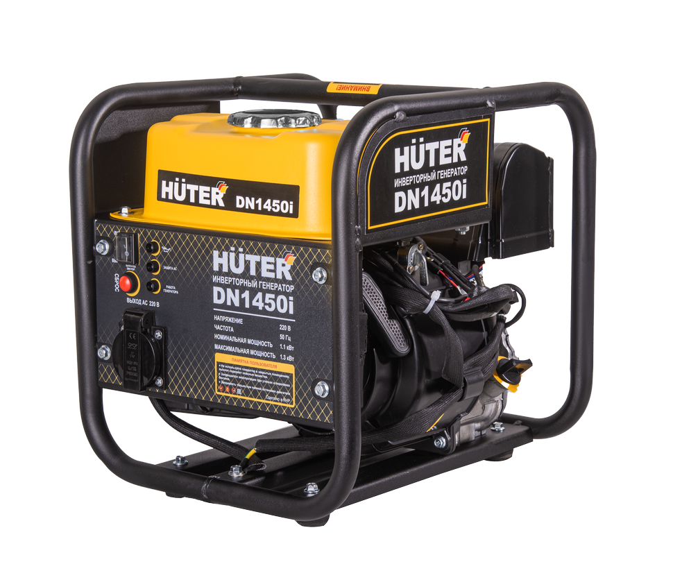 Инверторный генератор Huter DN 1450i (1300 Вт вес 125 кг Ручной стартер 2л бензобак)