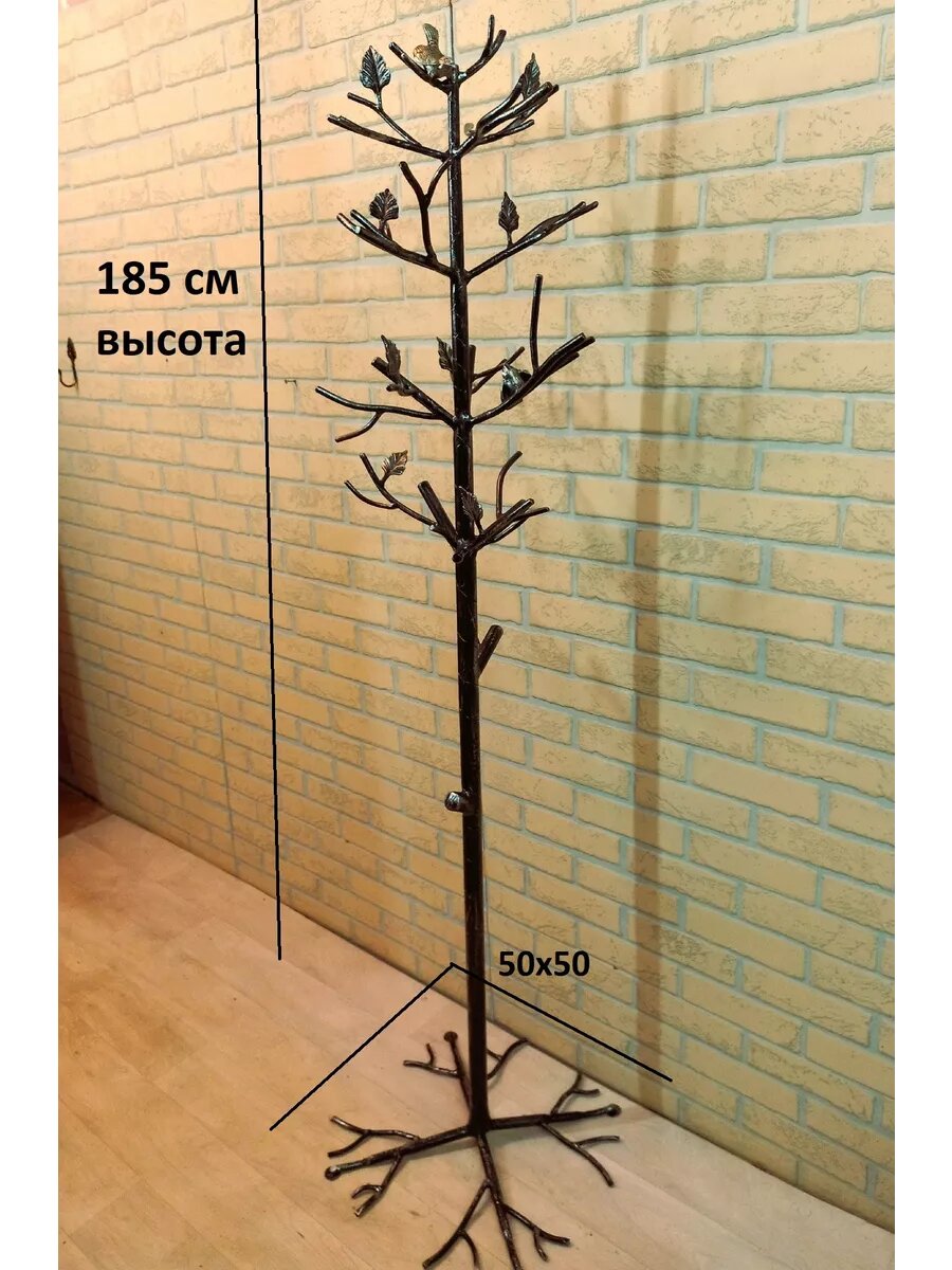 Кованая вешалка напольная, Студия кованой мебели Нива, цвет черный/серебро — фото 1