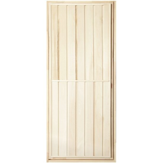 Дверь для бани глухая с фольгой Банная Линия липа коробка из липы петли 19х07 м