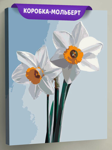 Изображение товара Картина по номерам на холсте с подрамником "Цветы: нежные нарциссы, первоцветы, весна" Раскраска 40x50 см, Растения