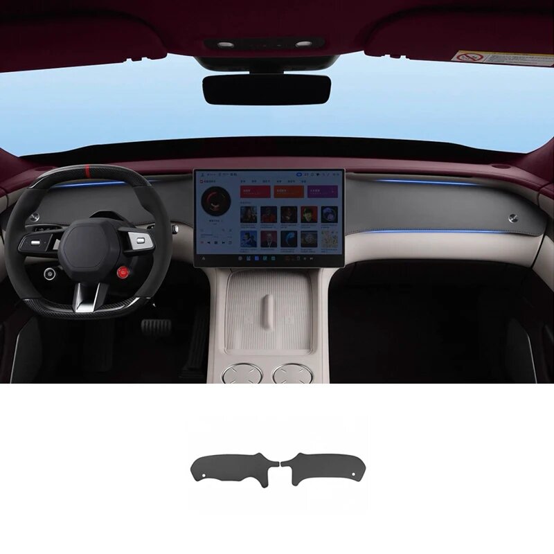 Для Xiaomi YU7 2025 2026, анти-УФ-защитный коврик для приборной панели, солнцезащитный коврик для центральной консоли, кожаные автомобильные аксессуары из наппа, black 2pcs