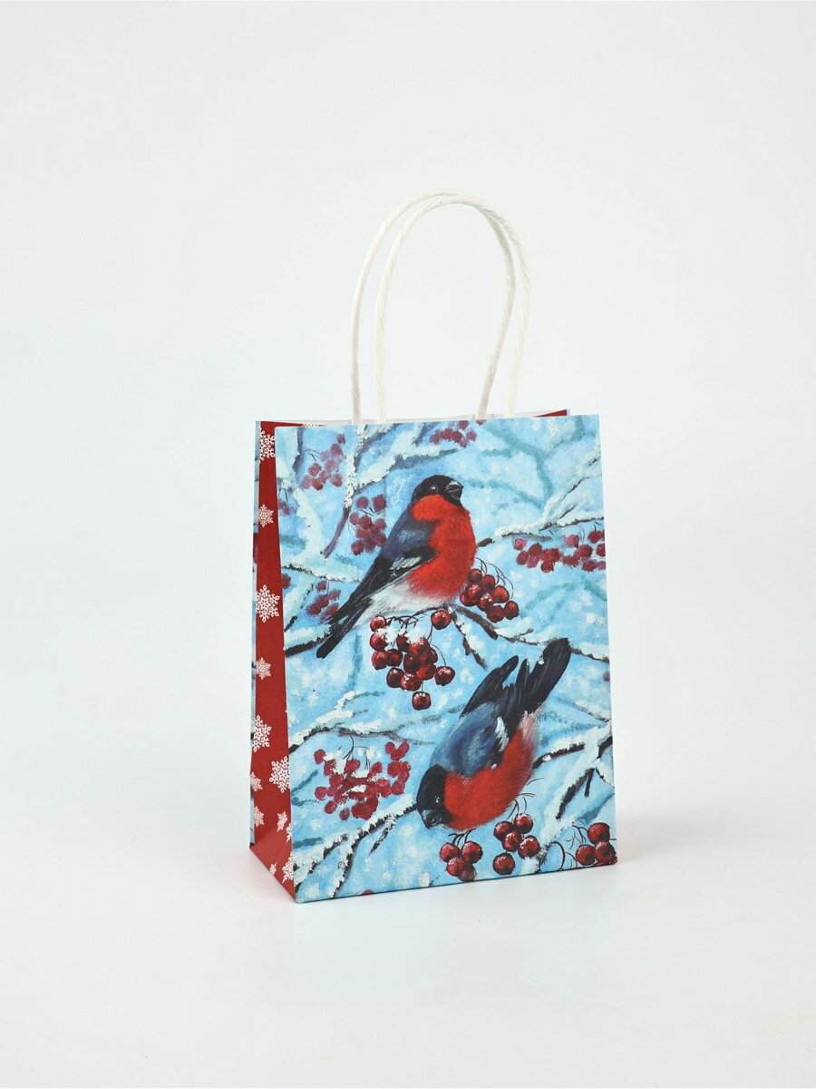 Пакет бумажный подарочный новогодний крафт 