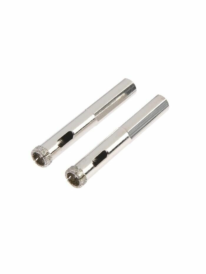 Сверло алмазное по стеклу и керамике тундра трехгранный хвостовик 10 х 65 мм 2 шт.