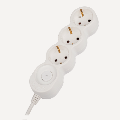 Изображение товара Удлинитель электрический Jazzway EX-03GS-300, 3 розетки, 16 А, 3х1 мм², кабель 3м, заземление, выключатель