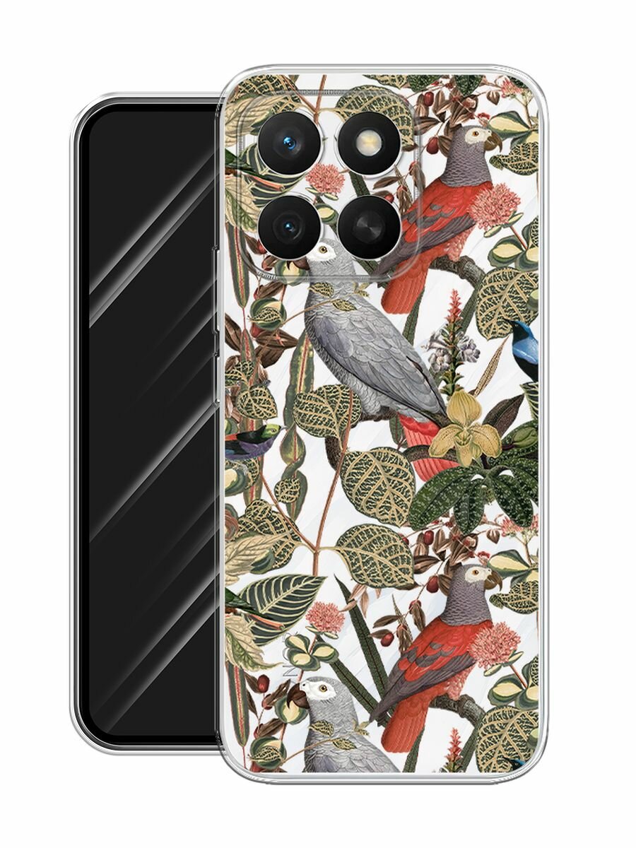 Чехол на Honor X8c / Хонор X8c с принтом "Tropical pattern", прозрачный — фото 1