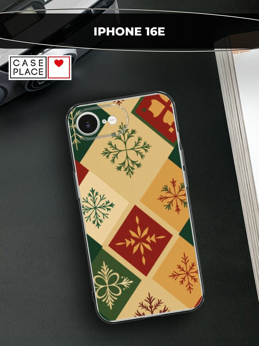 Чехол на Apple iPhone 16e / Айфон 16е с принтом "Зимний орнамент"