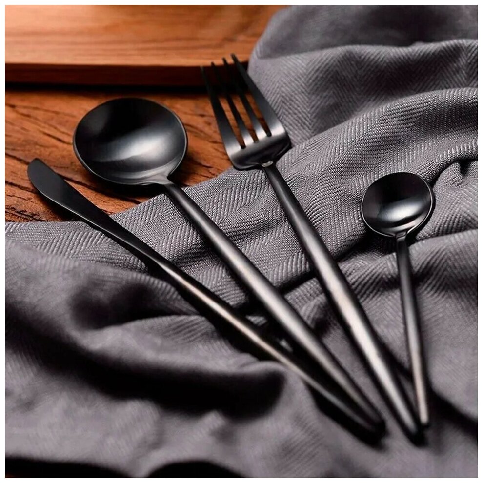 Изображение Столовые приборы Maison Maxx Modern Flatware Set Black