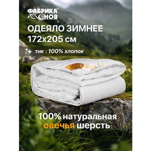 фото Одеяло двуспальное 172×205 см golden merino, зимнее, тёплое, с овечьей шерстью, 420 г/м², фабрика снов