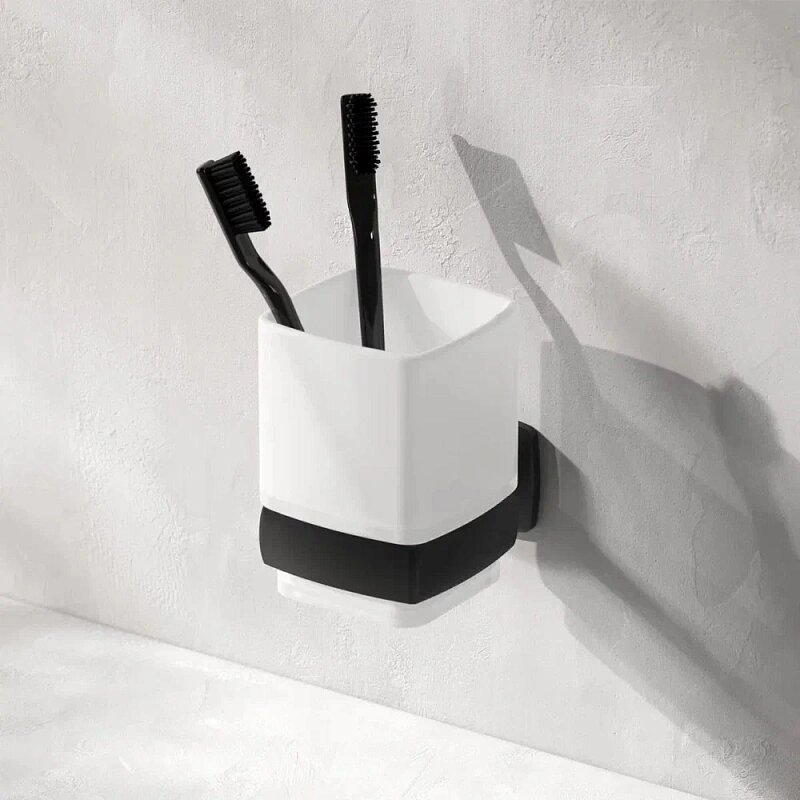 Стакан для зубных щеток настенный AM.PM Gem A9034322 стеклянный, черный