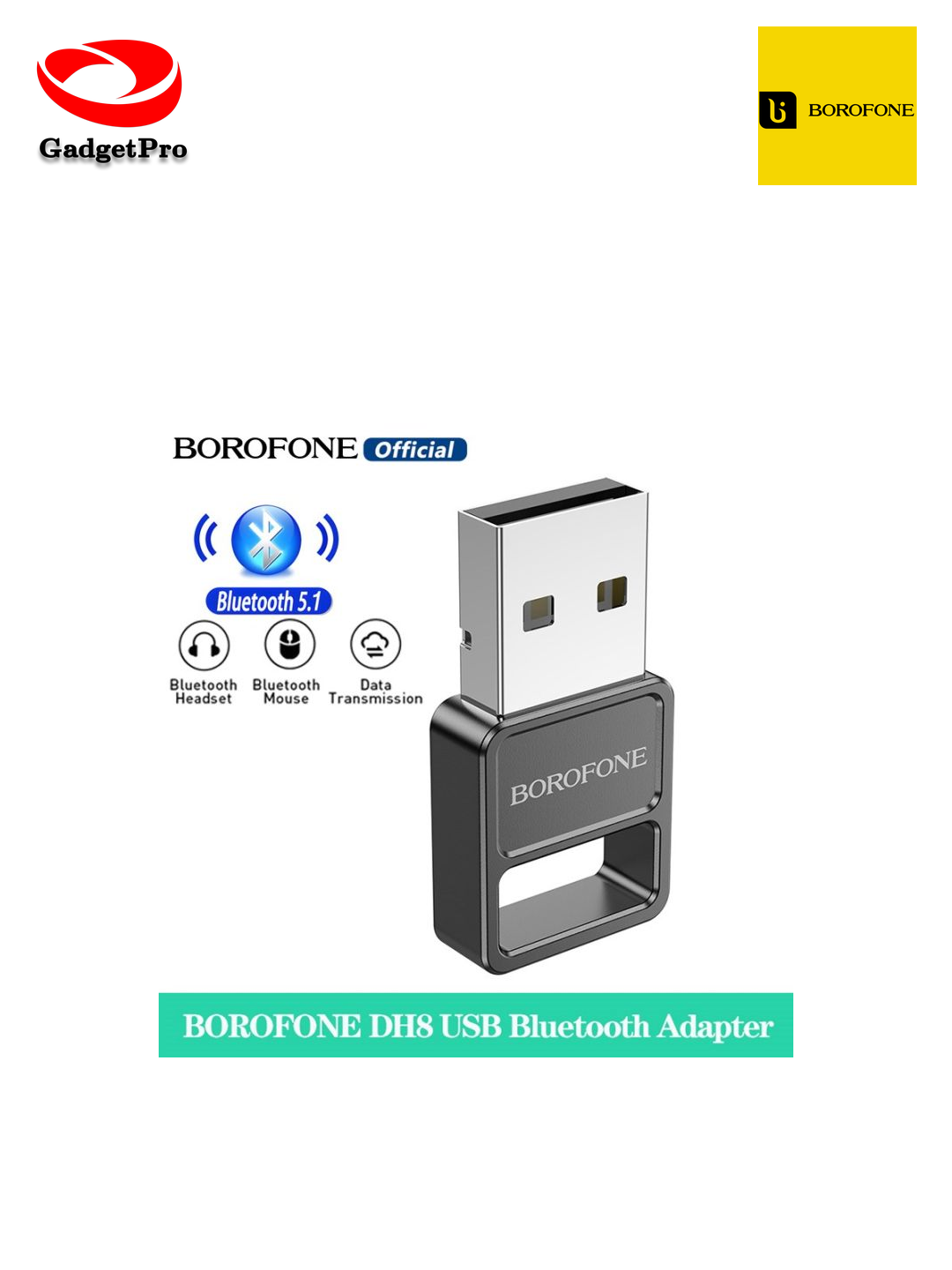 USB Bluetooth адаптер BOROFONE DH8: компактный, надёжный адаптер для беспроводной связи, черный