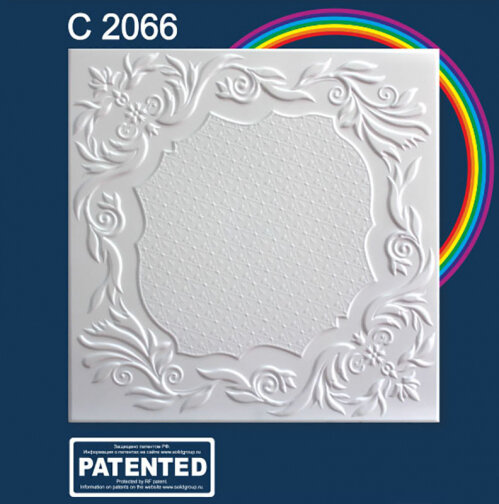 Плитка потолочная С 2066 экструдированная моющаяся белая 50 см х 50 см (8 штук2 м2)