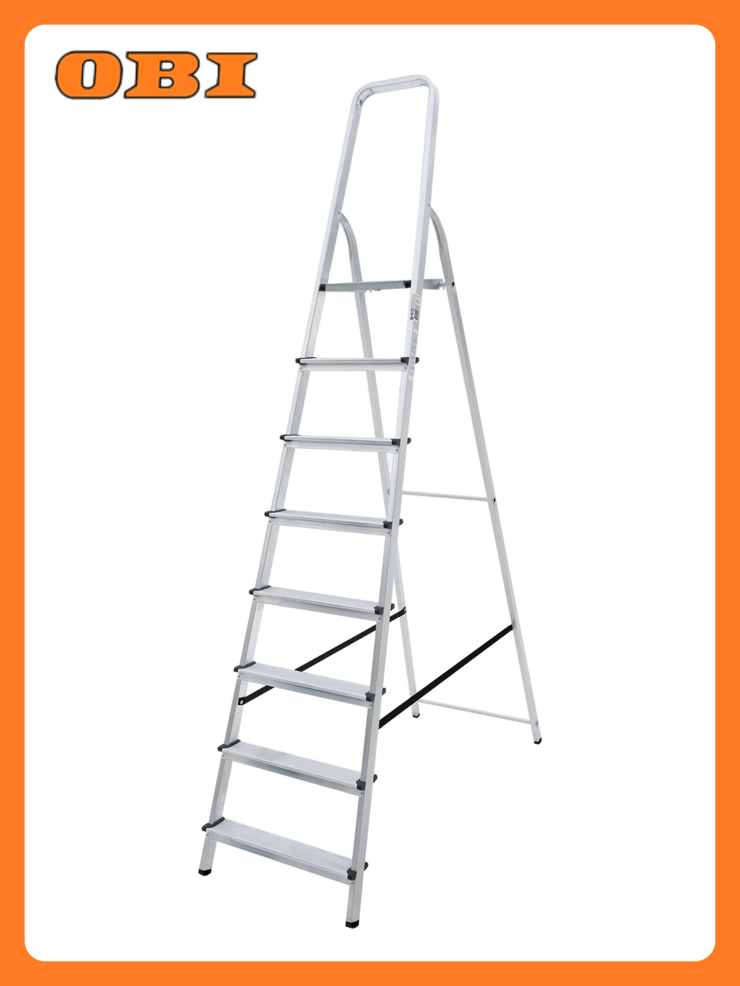 Стремянка Новая Высота алюминий 1 секция 8 ступеней рифленые ступени серебристая