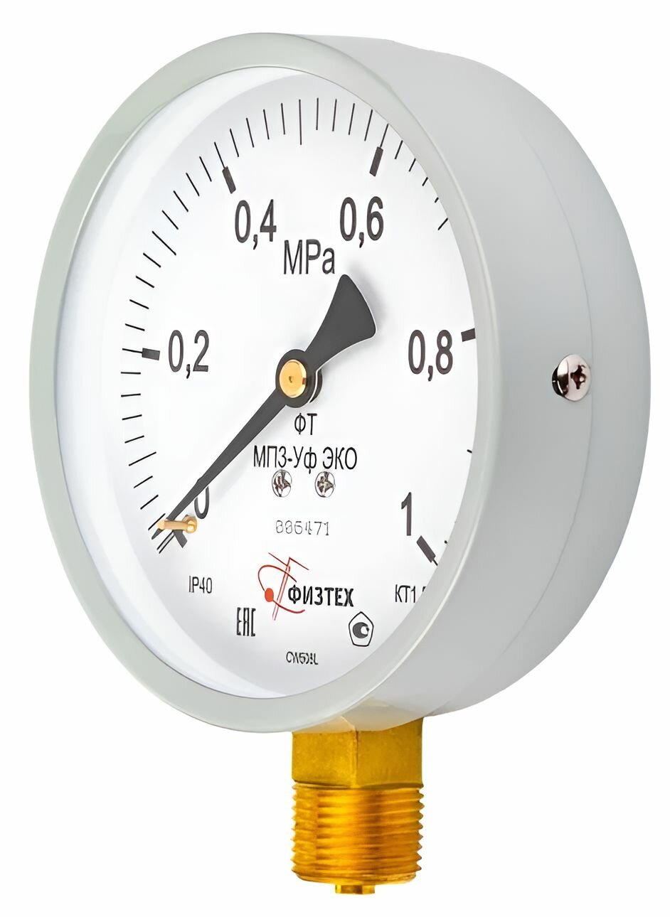 Манометр "физтех" МП3-Уф 0-1МПа G1/2, кл. т. 1,5 исп. ЭКО — фото 1