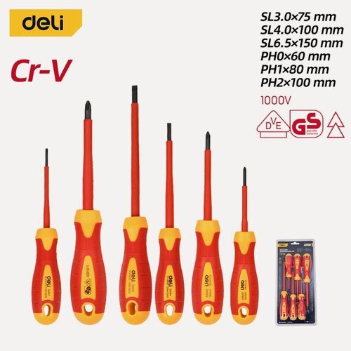Изображение товара Набор отверток диэлектрических 6шт DL510006T (сталь Cr-V, сертификат VDE до 1000 В)