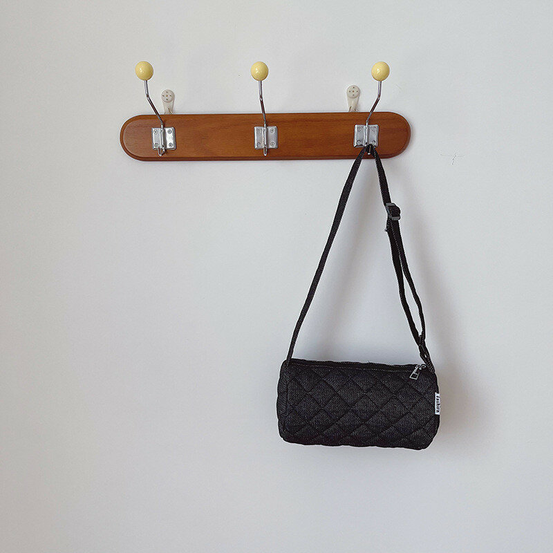 Очаровательная джинсовая цилиндрическая сумка для детей, мягкая, прочная, легкая, для повседневного использования, черная