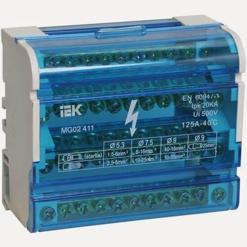 Изображение товара Шина нулевая (кросс-модуль) Iek YND10-4-11-125 ( 4/11 в корп.)