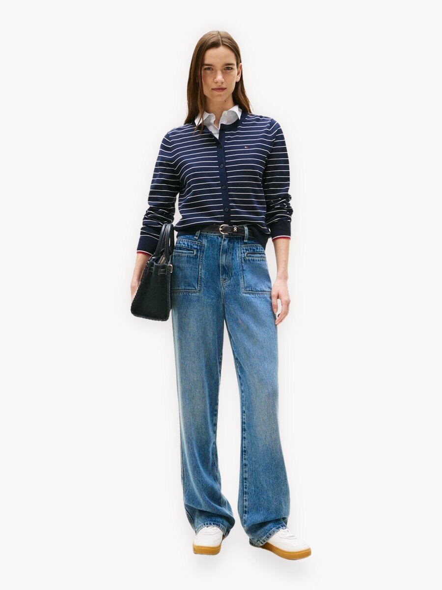 Кардиган TOMMY HILFIGER, размер M, темно-синий/молочный