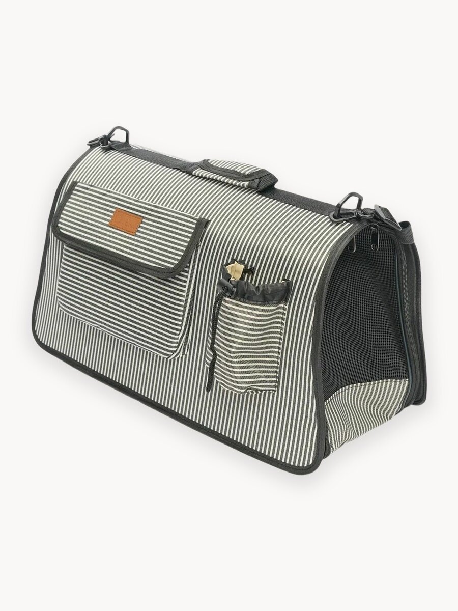 Сумка-переноска для животных/кошек/для собак "Не Один Дома" Holiday black, 50х24х30 см, черный