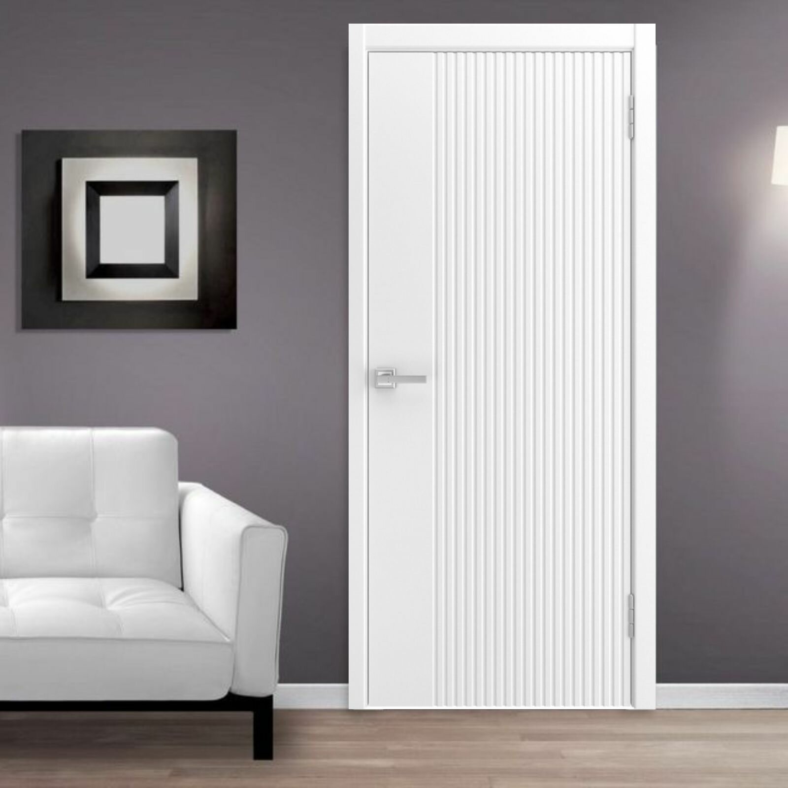 фото Дверь межкомнатная Sirena серая эмаль Глухая Paputin's Doors 600 х 2000 мм Комплект