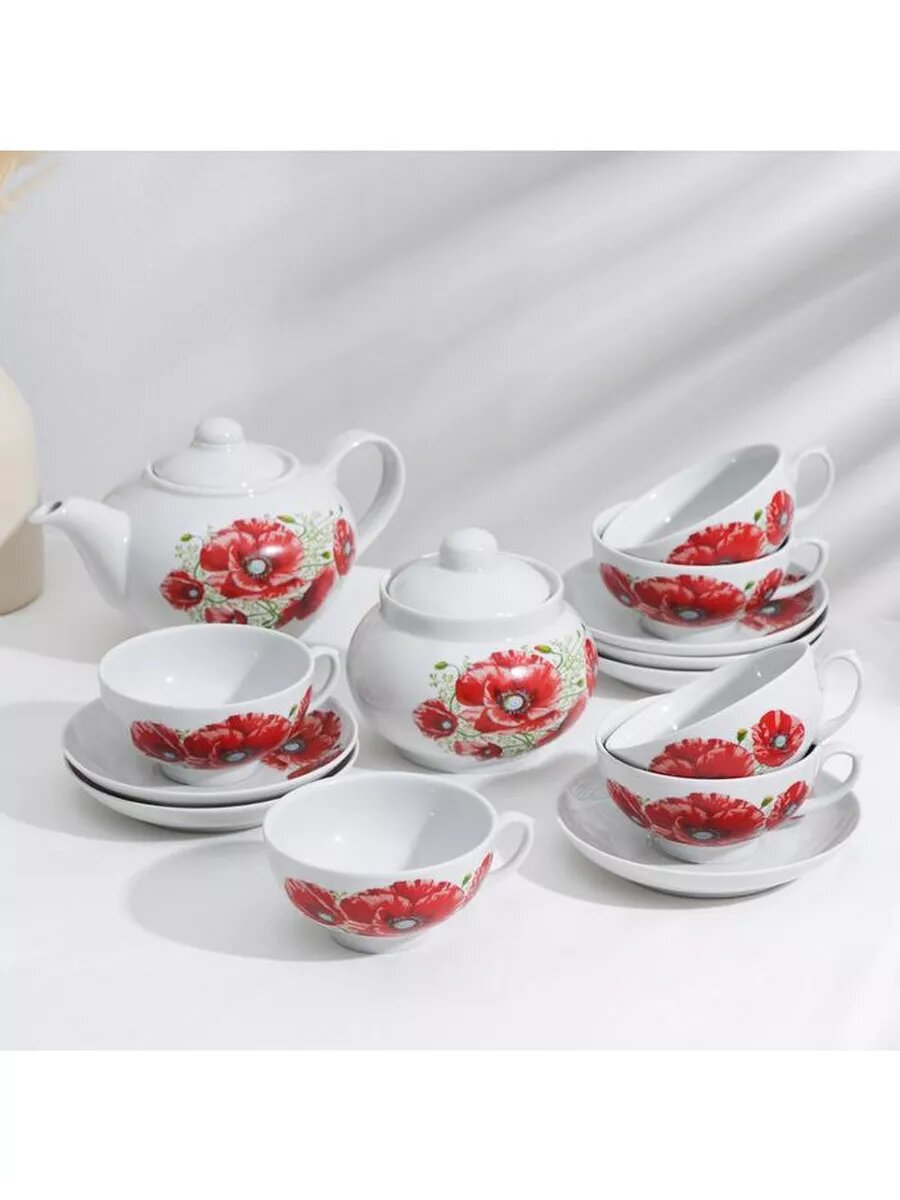фото Сервиз чайный Дачный. Маки, 14 предметов