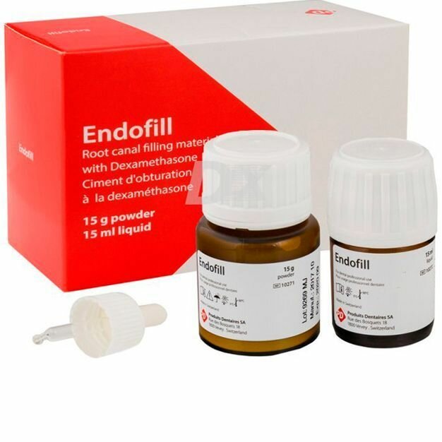 Картинки Эндофилл Endofill набор - рентгеноконтрастная паста с дексаметазоном для пломбирования корневых каналов 15г/15мл