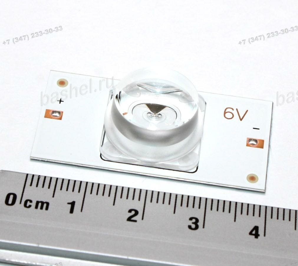 3030-SingleLED-Square 1W 6V (квадратная линза, двусторонний скотч), Подсветка для телевизора, 40х20х1мм, Светодиодный модуль универсальный для ремонта подсветки телевизора 32-65 дюймов