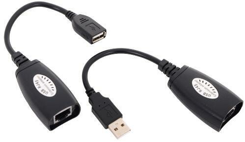 Кабель интерфейсный USB 2.0 удлинитель VCOM AM-AF/RJ45Fx2