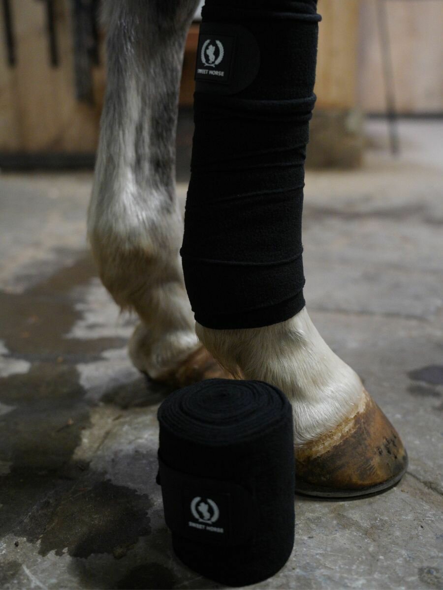 Sweethorse / Бинты для лошади флисовые, черные, 3м х 12см, 4шт — фото 1