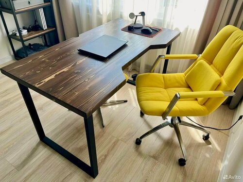 Изображение товара Компьютерный стол в стиле лофт, компьютерный стол массив , компьютерный стол с вырезом под локти , купить компьютерный стол