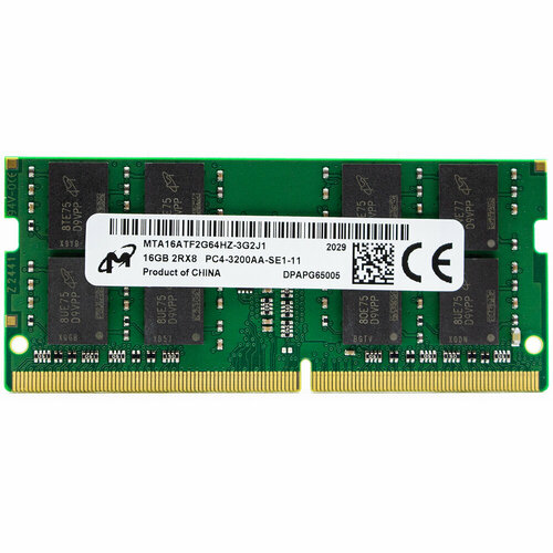 Модуль памяти для ноутбука SODIMM DDR4 16GB PC25600 3200МГц Micron MTA16ATF2G64HZ-3G2J1 4455₽