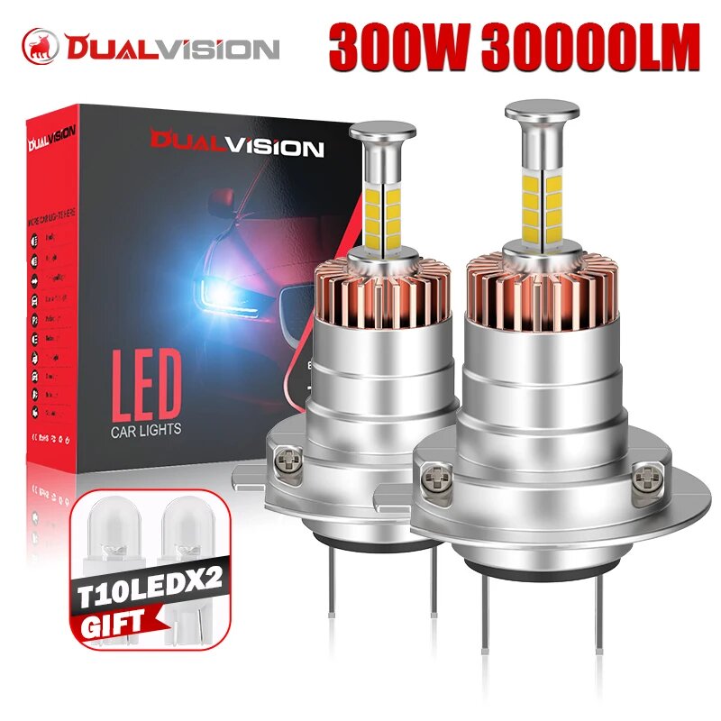 Dualvision 300W 3D 360 H7 Led Canbus Автомобильные фары Лампы 30000LM H7 Led 360 plug and play 3D Автолампы Super Mini 6000K 12V, 6500K, H7