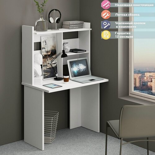Изображение товара Стол компьютерный Мэрдэс СКЛ-Прям100 с надстройкой НКЛ-100 БЕ белый, 100х60х152 см