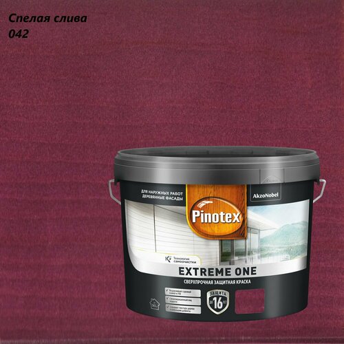 фото Краска сверхпрочная для деревянных фасадов pinotex extreme one (9л) спелая слива 042