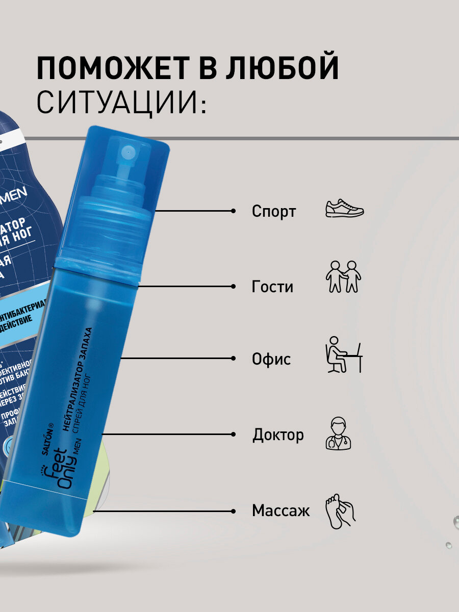 Нейтрализатор запаха для обуви Salton feet only дезодорант для ног 60мл — фото 1