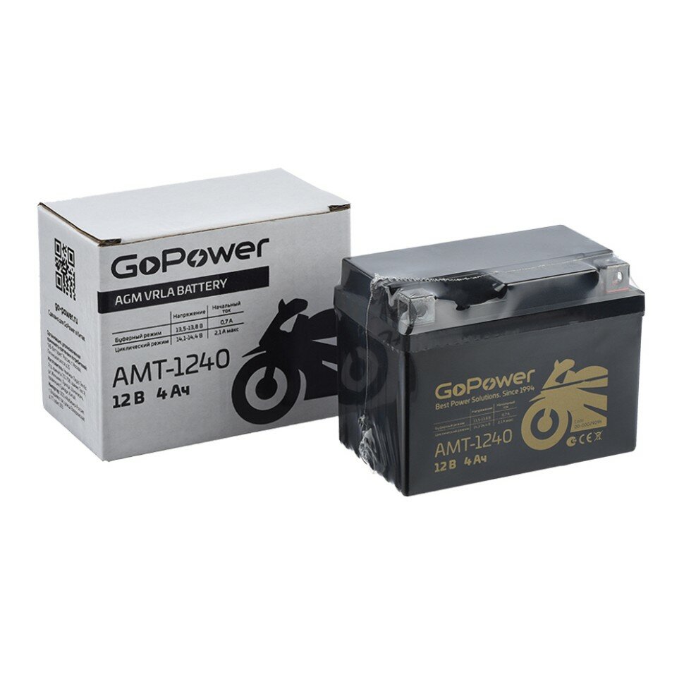 Мото аккумулятор GoPower 12V 4Ah RS 12-04