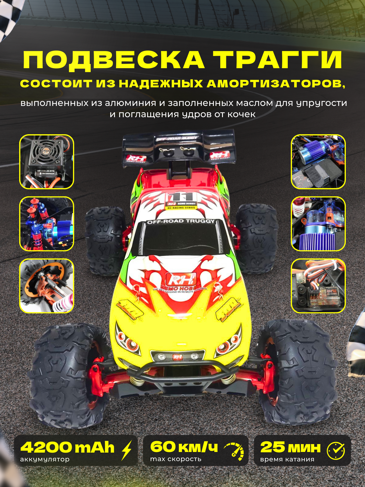Радиоуправляемая трагги Remo Hobby EVO-R 4WD RTR масштаб 1:8 2.4G - RH8066-RED — фото 1
