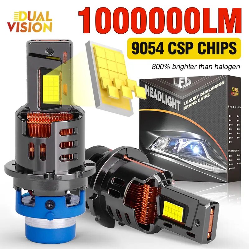 D2S/R D4S/R 1000 Вт Светодиодная лампа для автомобильных фар HID D1S D3S D5S D8S Canbus D1R D3R Ксеноновая лампа Турбо Автомобильная лампа Мотоциклетный светильник Plug&Play, 6000K, 2pc, D4S