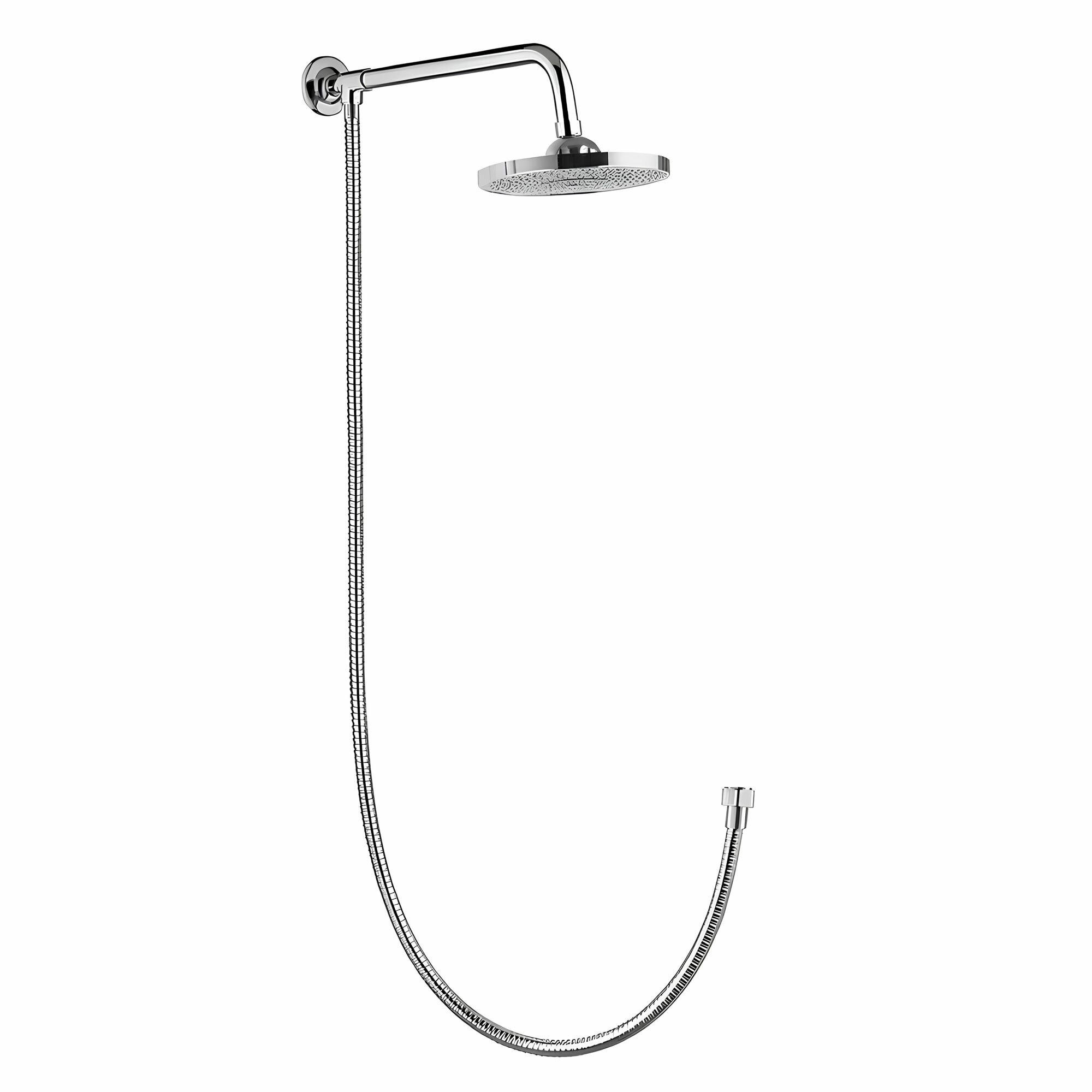 Душевая система с присоединением к стене верхняя душевая лейка гибкий шланг нержавеющая сталь хром