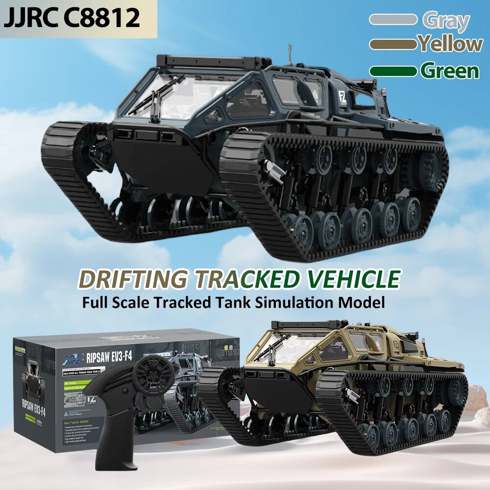 JJRC C8812 металлический радиоуправляемый внедорожник пустынного желтого/немецкого серого цвета — фото 1