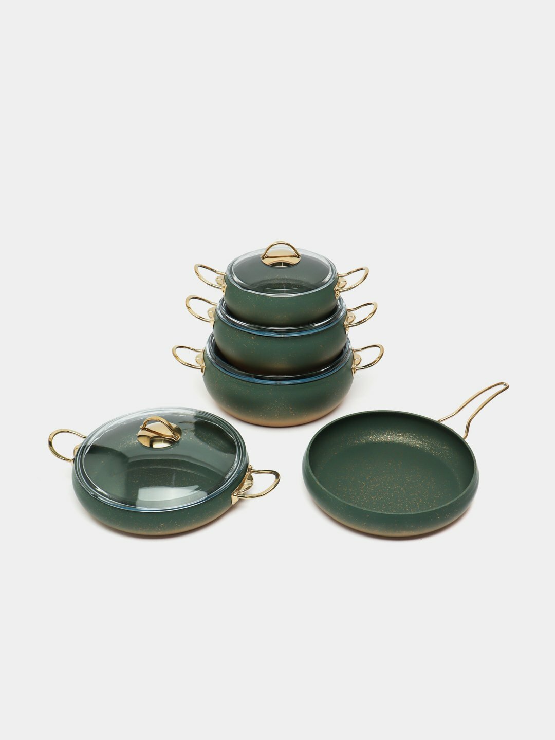 Набор кастрюль и сковородок O.M.S. Collection, алюминий, 3024, Зеленый
