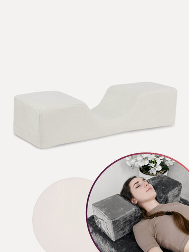 Изображение товара Подушка лешмейкера, лэшмейкера, для наращивания ресниц, высокая, велюровая, молочный