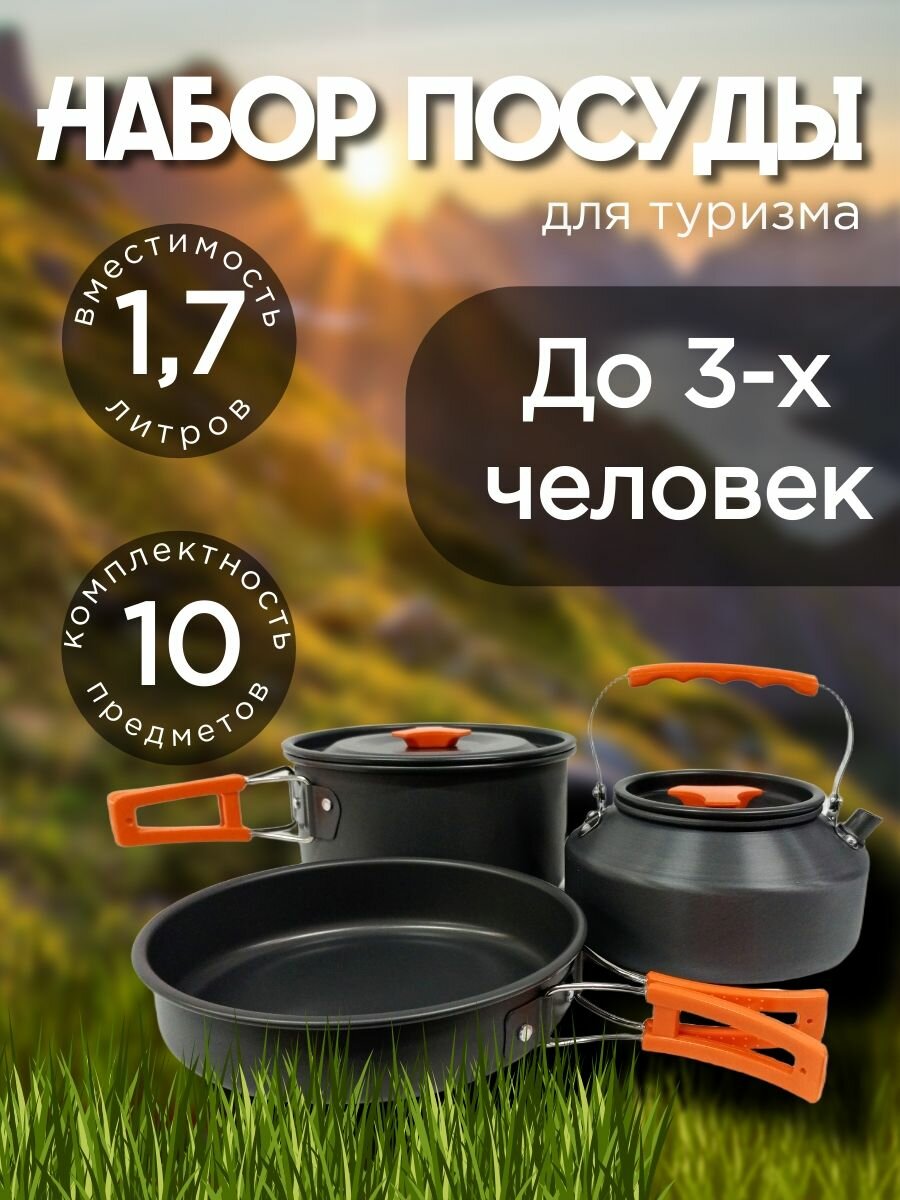 Набор туристической посуды для походов компактный