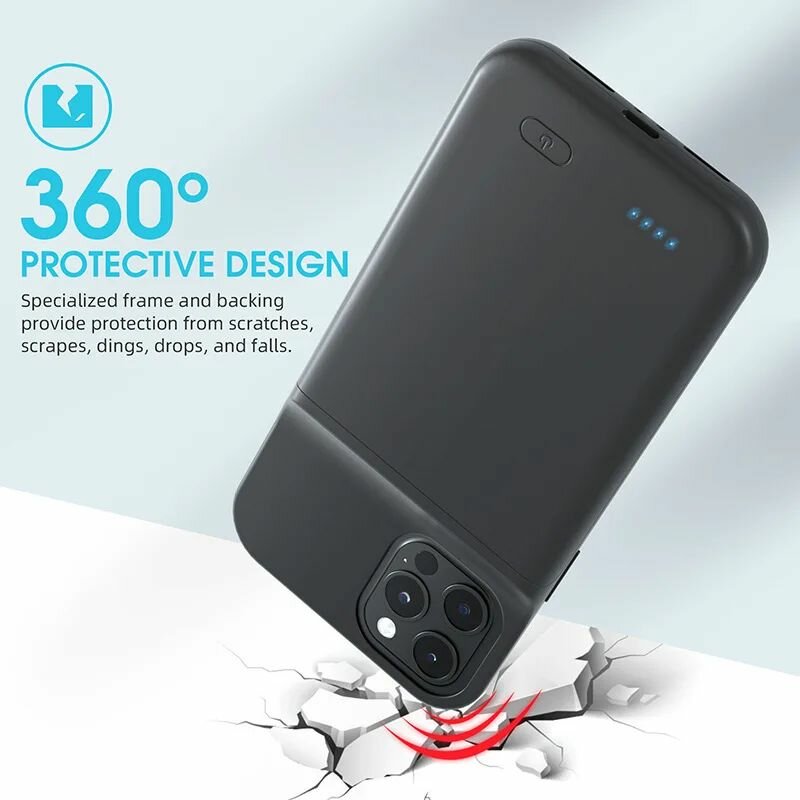 Чехол аккумулятор для iPhone 15 Pro Max, Fraternize плюс 6000мАч Внешний аккумулятор чехол для телефона Power bank