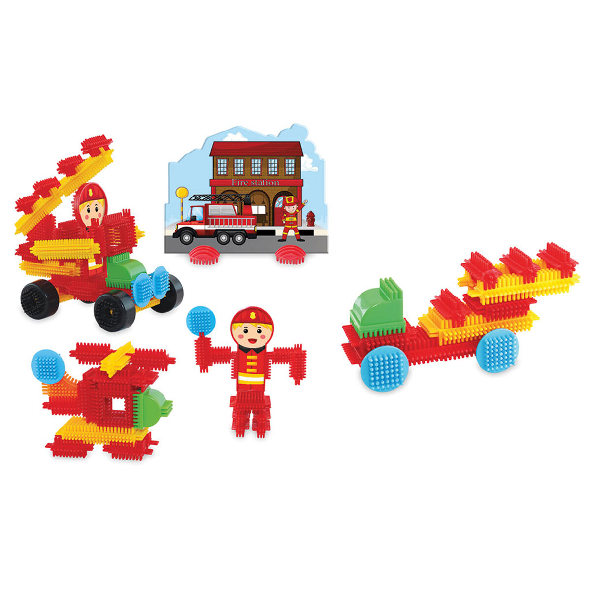 Игрушка DEDE Конструктор Кактус-блоки Пожарные, 55 деталей — фото 1