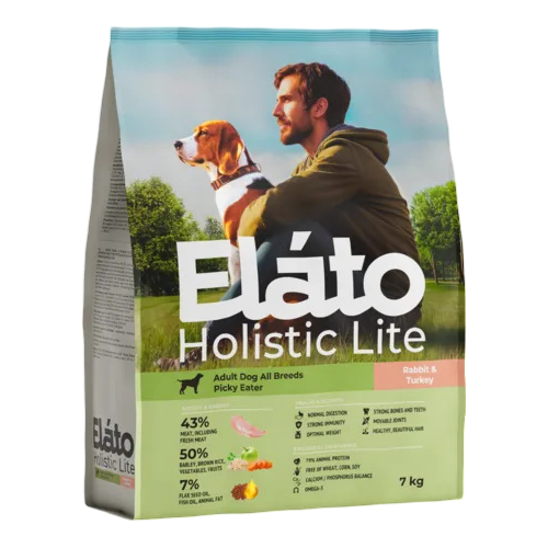 Корм Elato Holistic Lite для привередливых взрослых собак всех пород, с кроликом и индейкой, 7 кг