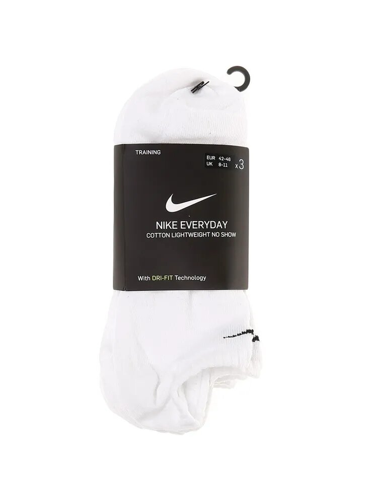 Носки NIKE Everyday Light Weight No Show, комплект, 3 пары, размер 38-42 EU, белый — фото 1