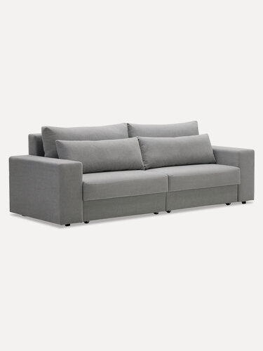 Изображение товара Диван-кровать прямой раскладной Рица 250х104х87 см, еврокнижка, спальное место: 156х200 см, велюр серый