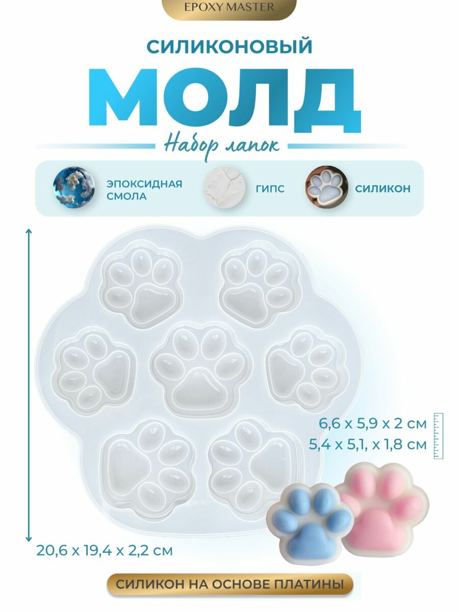 Силиконовый молд для эпоксидной смолы, сквишей EPOXYMASTER Набор лапок